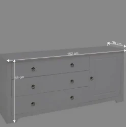 Wohnen Sideboards*Kiefernholz Kommode in Weiß lackiert - Velriva I