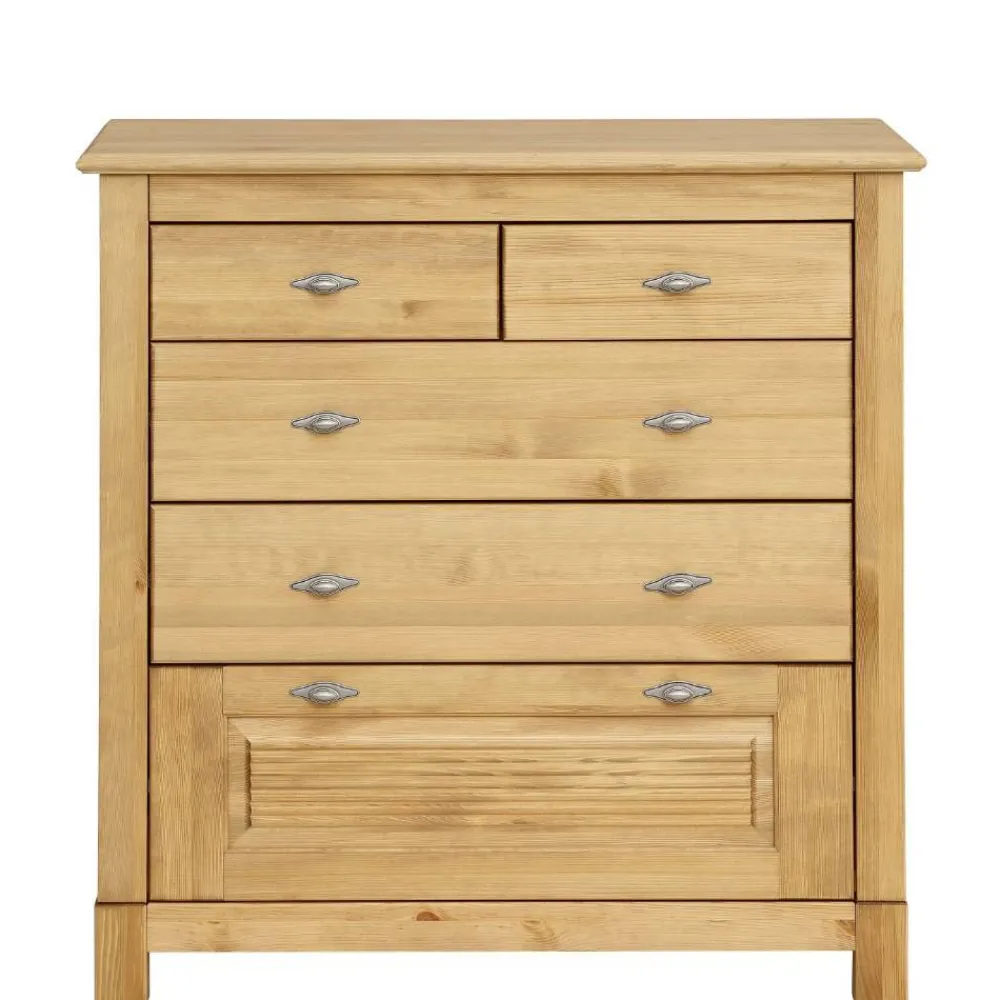 Wohnen Kiefernholz Kommode mit Metallgriffen - Lavronica