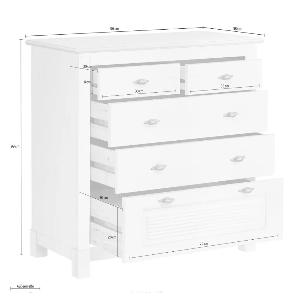 Wohnen Kiefernholz Kommode mit Metallgriffen - Lavronica