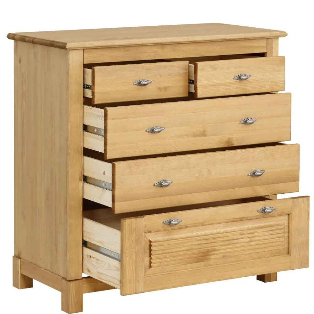 Wohnen Kiefernholz Kommode mit Metallgriffen - Lavronica