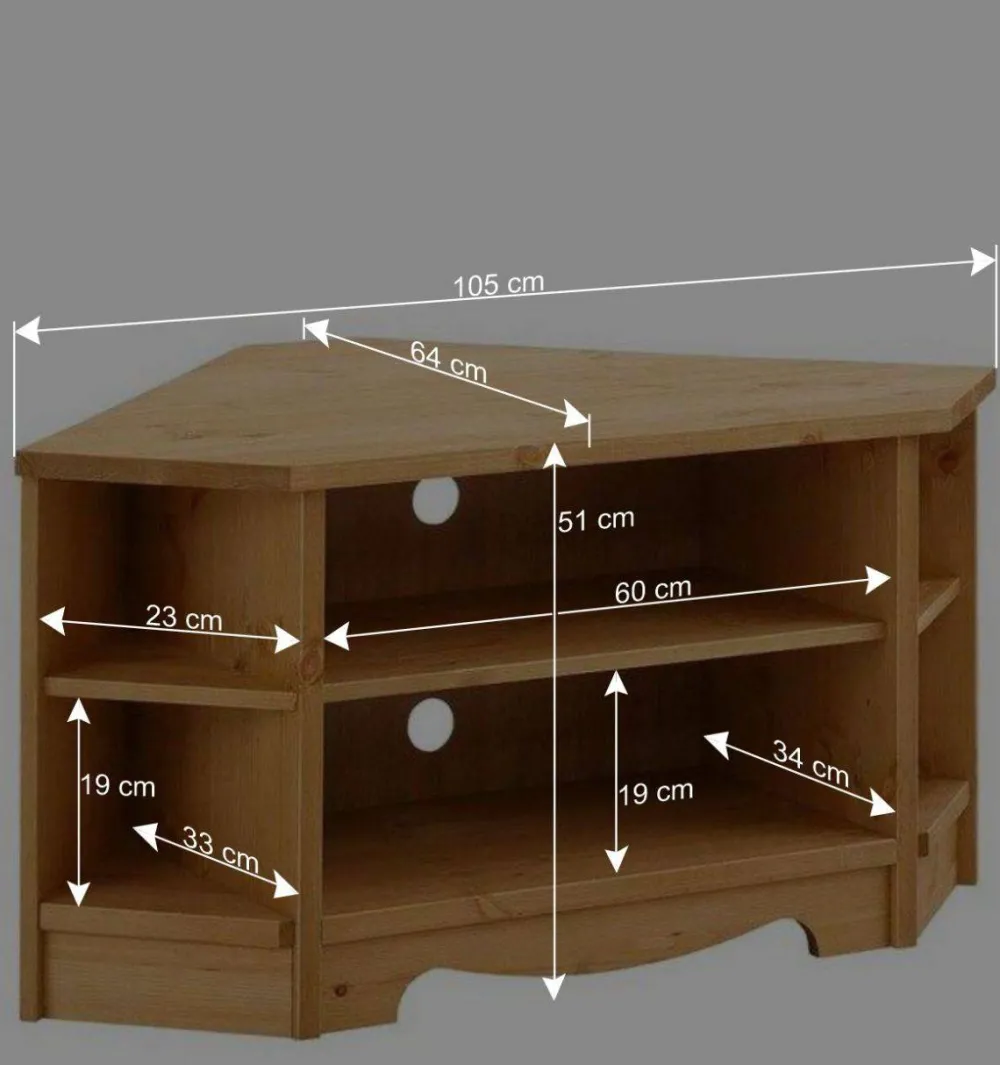 Wohnen Landhausmöbel|Tv & Hifi-Möbel*Kiefernholz TV Board für Ecke - Vanpos