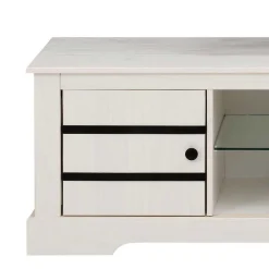 Wohnen Sideboards & Kommoden|Sideboards & Kommoden*Kiefernholz TV Unterschrank in Weiß mit Schwarz - Manduza