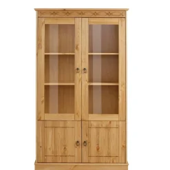 Wohnen Kiefernholz Vitrine gebeizt und geölt - Goro