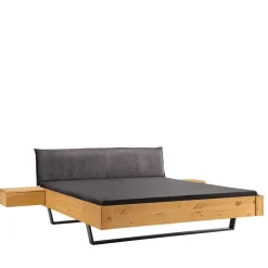 Wohnen Kiefernholz-Bett gelaugt mit Stoff-Kopfteil - Phiano