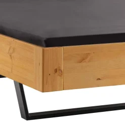 Wohnen Kiefernholz-Bett gelaugt mit Stoff-Kopfteil - Phiano