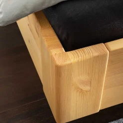 Wohnen Kiefernholz-Bett gelaugt mit Stoff-Kopfteil - Phiano