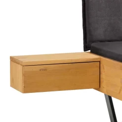 Wohnen Kiefernholz-Bett gelaugt mit Stoff-Kopfteil - Phiano