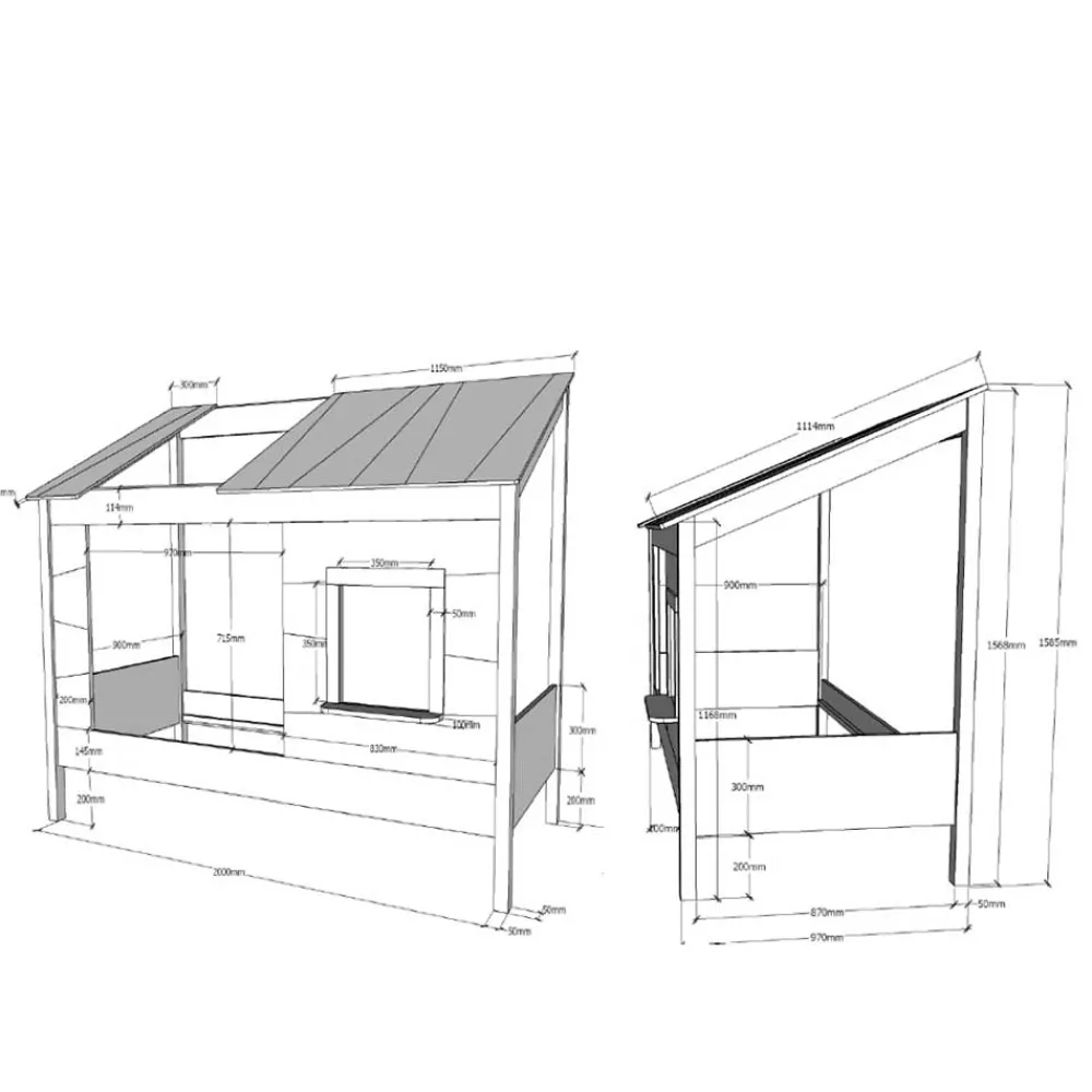 Wohnen Kinderbetten*Kinder Hausbett in Weiß lackiert - Actina