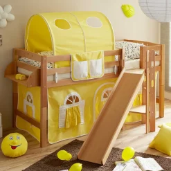 Wohnen Jugendbetten|Kindermöbel*Kinder Hochbett in Buche & Gelb - Trapani