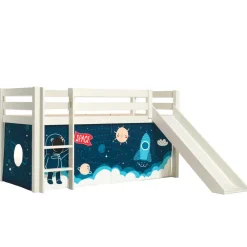 Kinder Wohnen Kinder Hochbett in Weiß mit Rutsche - Besjan