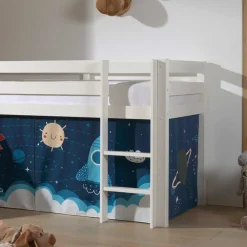 Kinder Wohnen Kinder Hochbett in Weiß mit Rutsche - Besjan