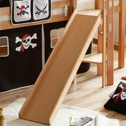 Kinder Wohnen Kinder Piraten Spielbett in Natur & Schwarz & Weiß - Celorma