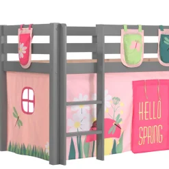 Wohnen Jugendbetten|Kindermöbel*Kinder Rutschbett in Grau mit Vorhang - Kalistra