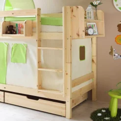 Wohnen Kindermöbel|Kinderbetten*Kinderetagenbett Jesse in Grün-Beige