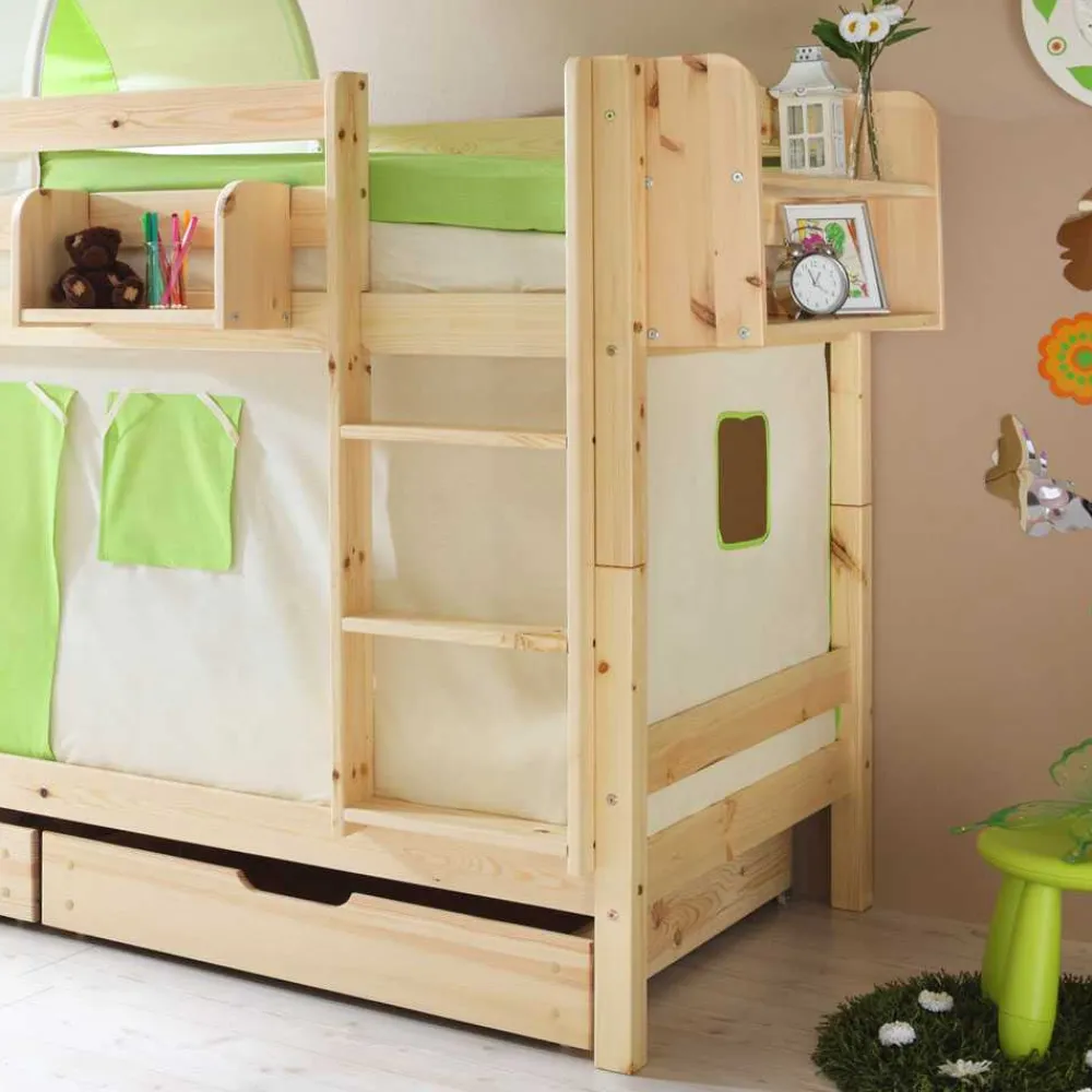 Wohnen Kindermöbel|Kinderbetten*Kinderetagenbett Jesse in Grün-Beige