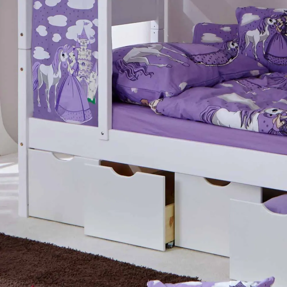 Wohnen Kinderbetten|Kindermöbel*Kinder-Spielbett Yorker in Weiß und Lila