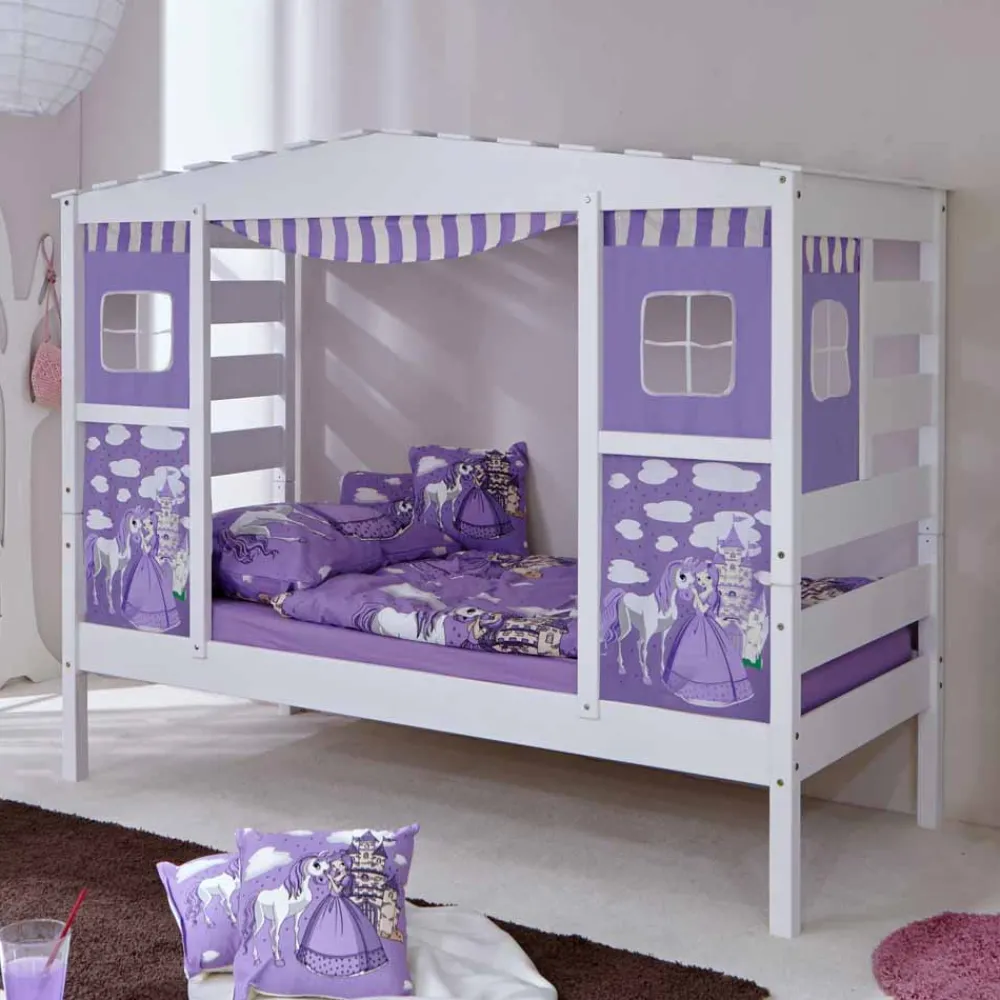 Wohnen Kinderbetten|Kindermöbel*Kinder-Spielbett Yorker in Weiß und Lila