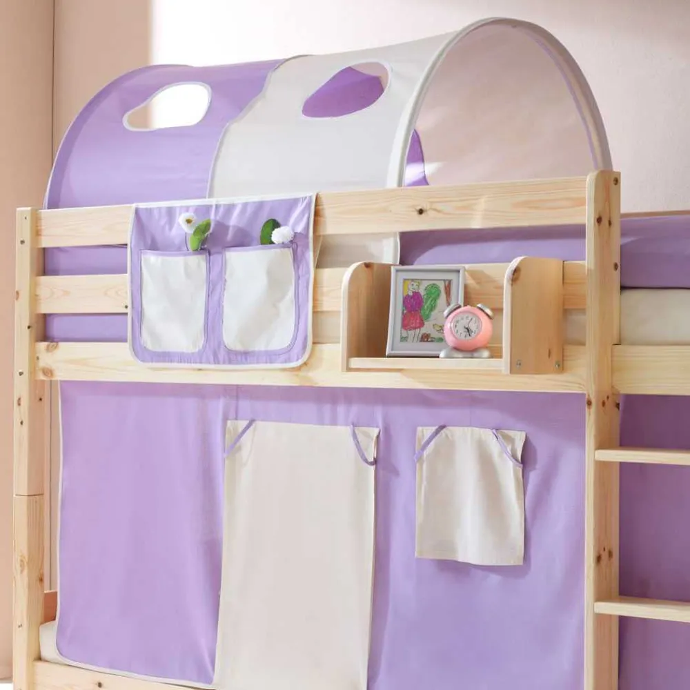 Wohnen Kinderbetten*Kinderstockbett Calmaro in Lila-Beige