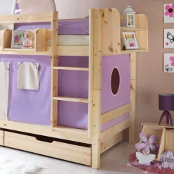 Wohnen Kinderbetten*Kinderstockbett Calmaro in Lila-Beige