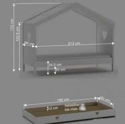 Wohnen Kinderbetten|Kindermöbel*Kinderzimmer Hausbett in Weiß - Grandory