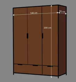 Kinder Wohnen Kinderzimmer Kleiderschrank Krefos in Braun und Schwarz