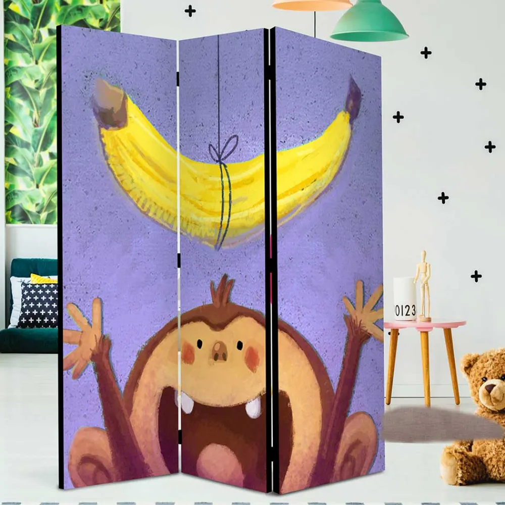 Kinder Wohnen Kinderzimmer Paravent mit Banane & Affe - Lavino