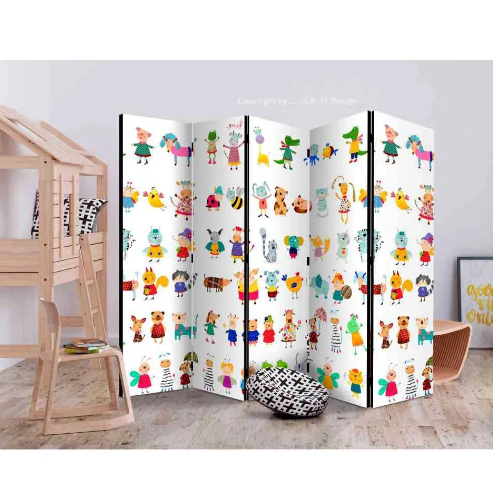 Kinder Wohnen Kinderzimmer Raumteiler mit bunten Tieren - Pablo