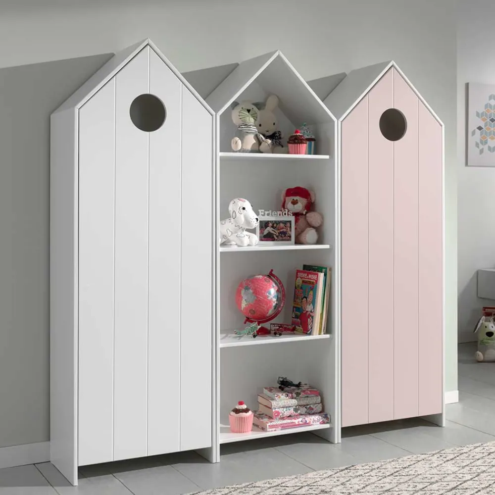 Kinder Wohnen Kinderzimmer Schrankmöbel Set in Häuser Optik - Indefiva (dreiteilig)