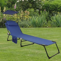 Wohnen Klappbare Outdoor Liege in Blau und Schwarz - Betty