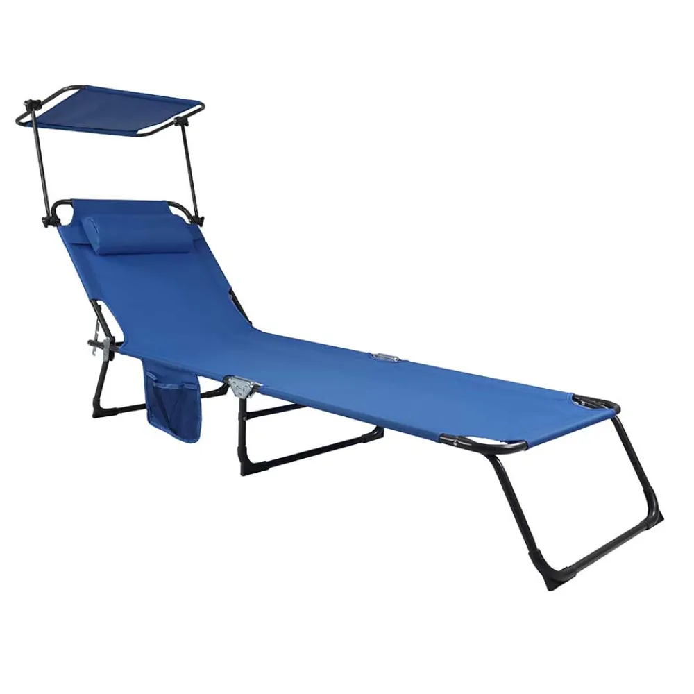 Wohnen Klappbare Outdoor Liege in Blau und Schwarz - Betty