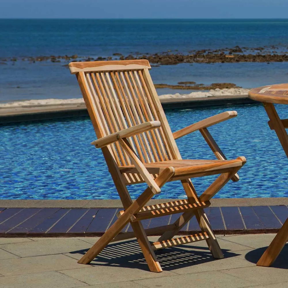 Wohnen Klappbarer Garten Holzstuhl mit Armlehnen - Klahuma (2er Set)