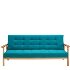 Wohnen Retro Möbel|Schlafsofas*Klappcouch in Petrol & Eukalyptus Natur - Barne