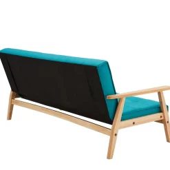 Wohnen Retro Möbel|Schlafsofas*Klappcouch in Petrol & Eukalyptus Natur - Barne
