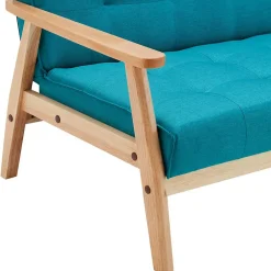 Wohnen Retro Möbel|Schlafsofas*Klappcouch in Petrol & Eukalyptus Natur - Barne