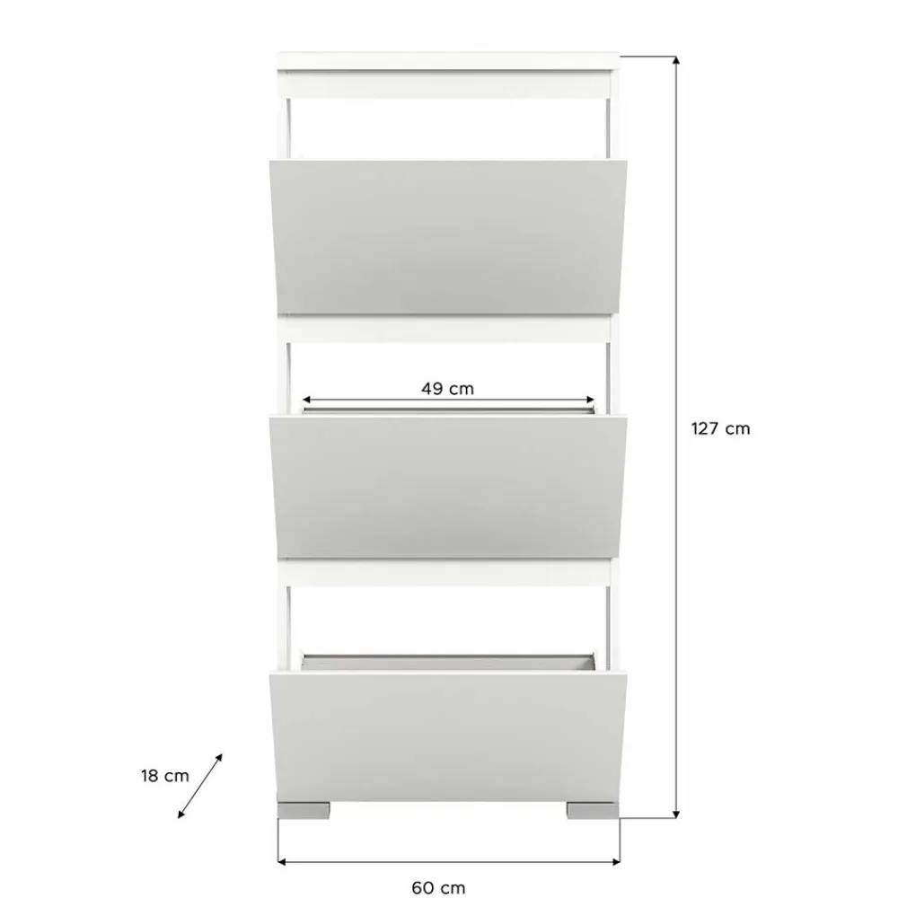 Wohnen Schuhschränke*3-Klappen-Schuhschrank in Weiß - Dany