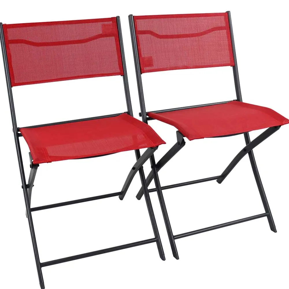 Wohnen Metall-Gartenmöbel|Balkonmöbel*Klappstühle in Rot mit Schwarz - Maximilian (2er Set)