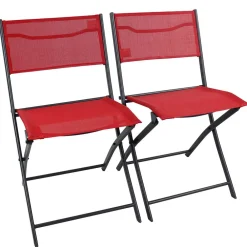 Wohnen Metall-Gartenmöbel|Balkonmöbel*Klappstühle in Rot mit Schwarz - Maximilian (2er Set)