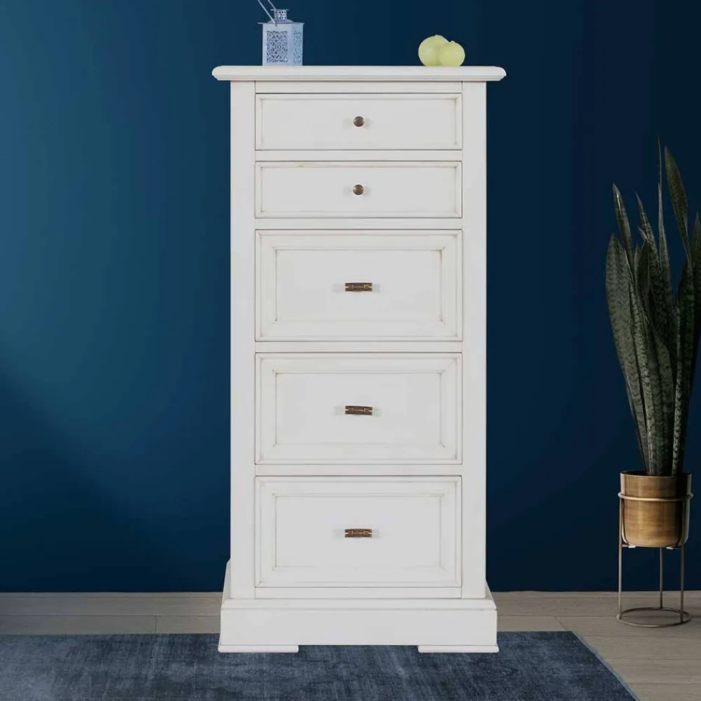 Wohnen Flurkommoden*Klassische Hochkommode in Antikweiß - Annot