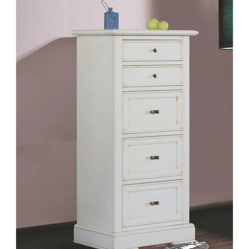 Wohnen Flurkommoden*Klassische Hochkommode in Antikweiß - Annot