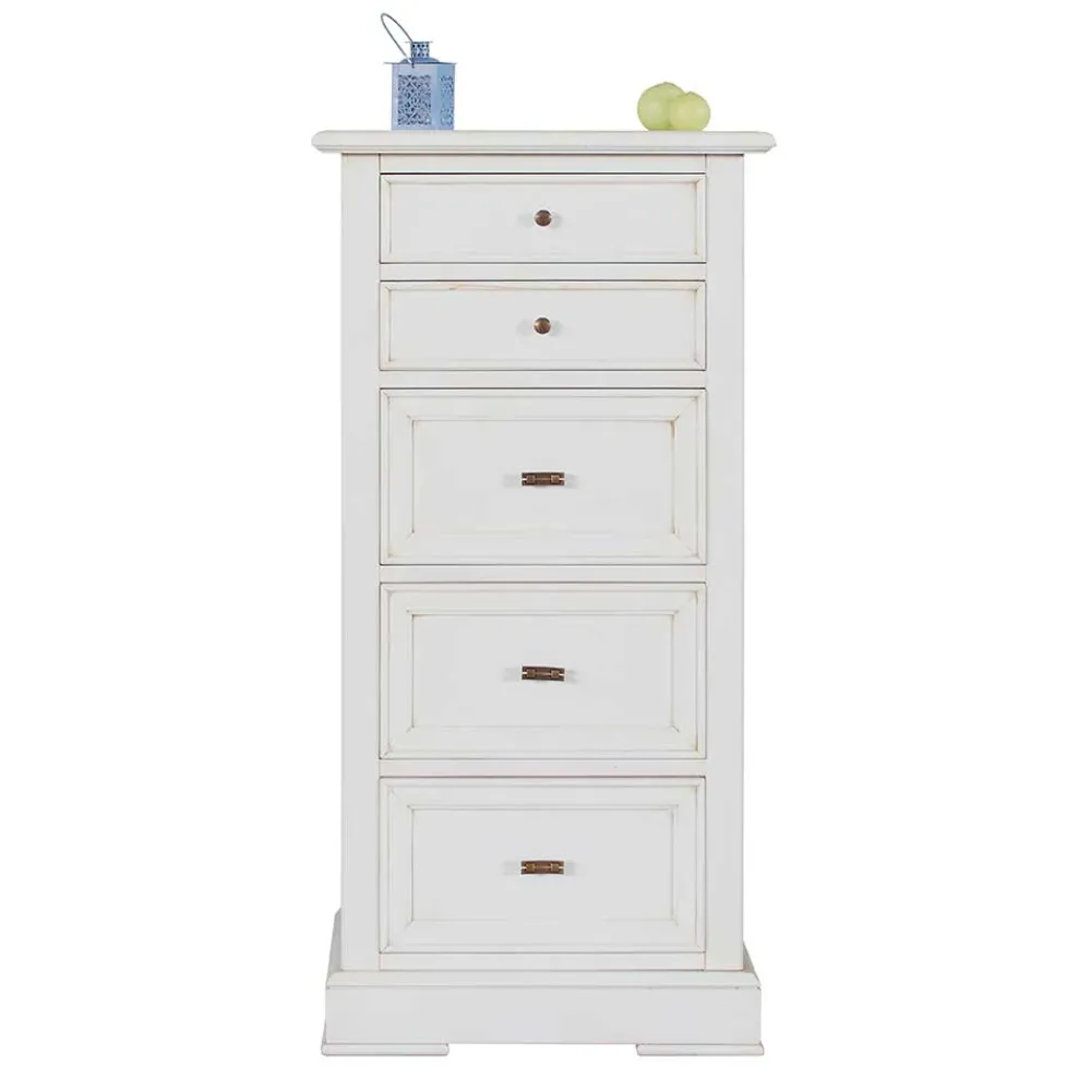 Wohnen Flurkommoden*Klassische Hochkommode in Antikweiß - Annot