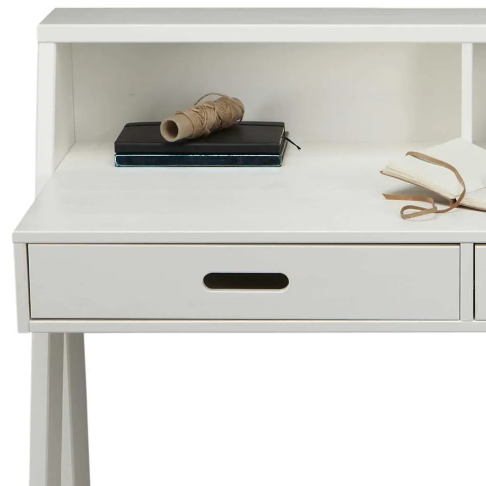 Kinder Wohnen Klassischer Schreibtisch Etzga aus weißem Massivholz