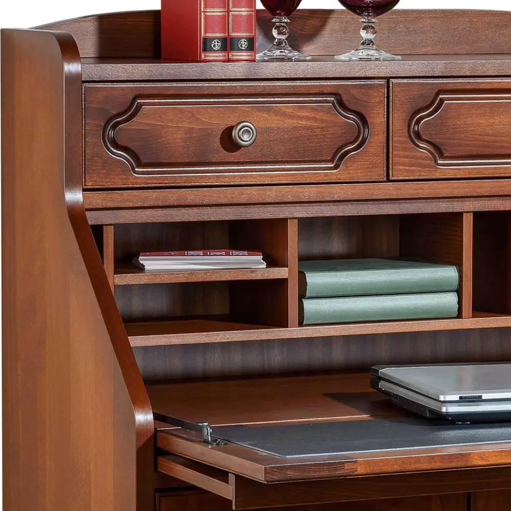 Wohnen Tische|Braune Möbel*Klassischer Sekretär in Nussbaum - Modicca