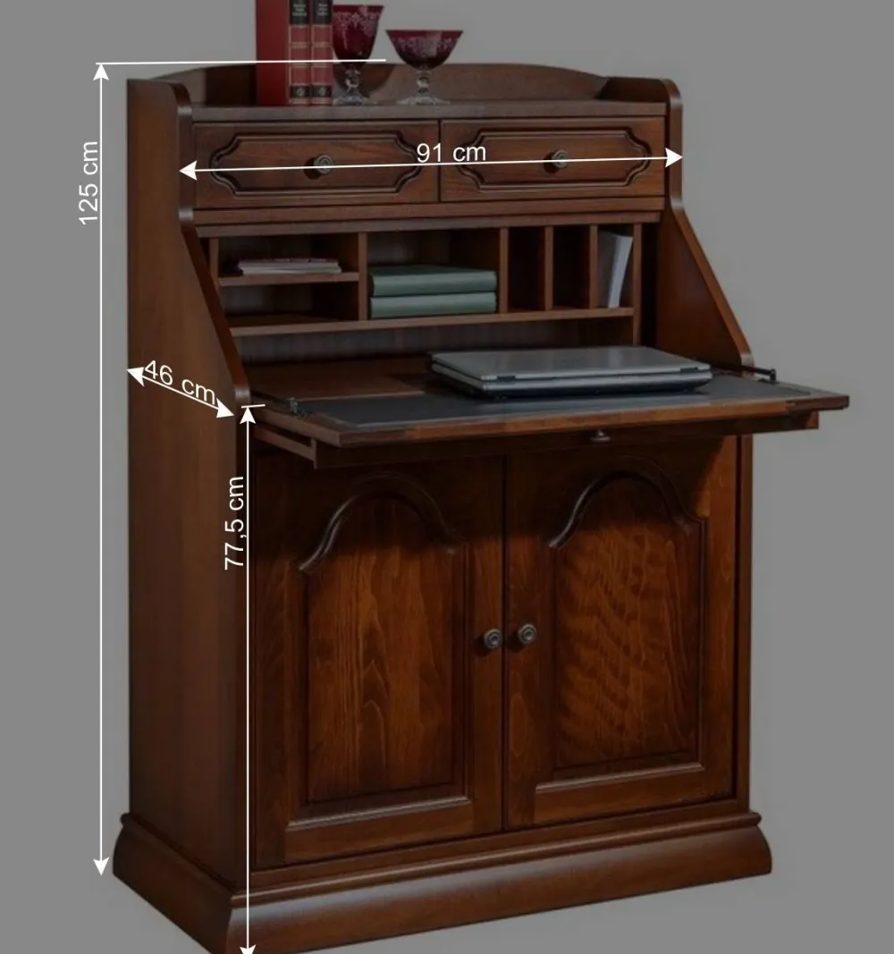 Wohnen Tische|Braune Möbel*Klassischer Sekretär in Nussbaum - Modicca