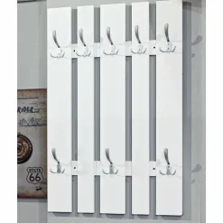 Wohnen Klassisches Garderobenpaneel in Weiß 65cm breit Vaipuran mit 8 Metallhaken