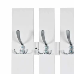 Wohnen Klassisches Garderobenpaneel in Weiß 65cm breit Vaipuran mit 8 Metallhaken