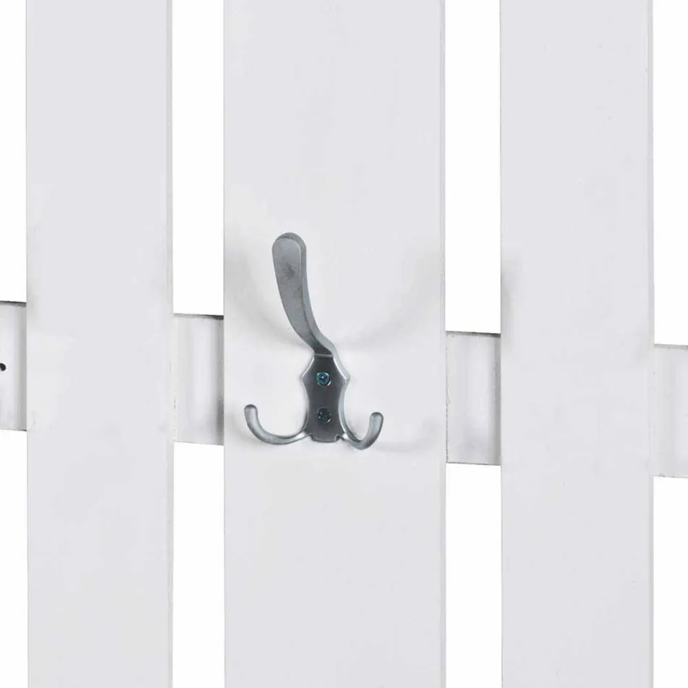 Wohnen Klassisches Garderobenpaneel in Weiß 65cm breit Vaipuran mit 8 Metallhaken