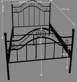 Wohnen Vintage Möbel*Klassisches Metallbett in Schwarz - Cusern