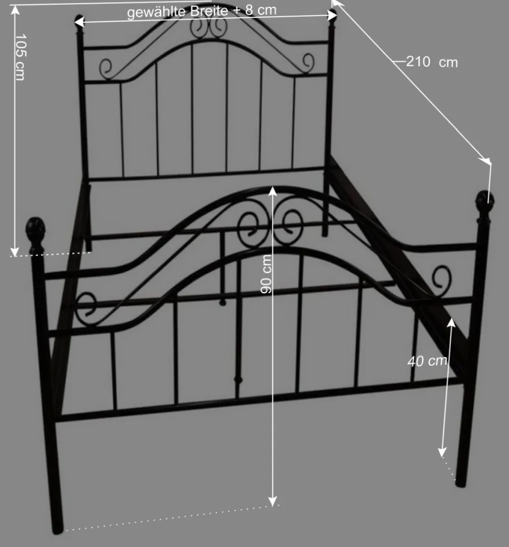 Wohnen Vintage Möbel*Klassisches Metallbett in Schwarz - Cusern