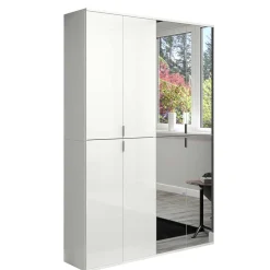 Wohnen Jugendzimmerschränke*Kleiderschrank in Weiß HG & Spiegel - Ejulia (zweiteilig)