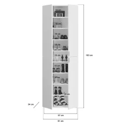 Wohnen Jugendzimmerschränke*Kleiderschrank in Weiß HG & Spiegel - Ejulia (zweiteilig)